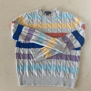 Brooks Brothers Cable Knit Cotton Multistripe Sweater in M